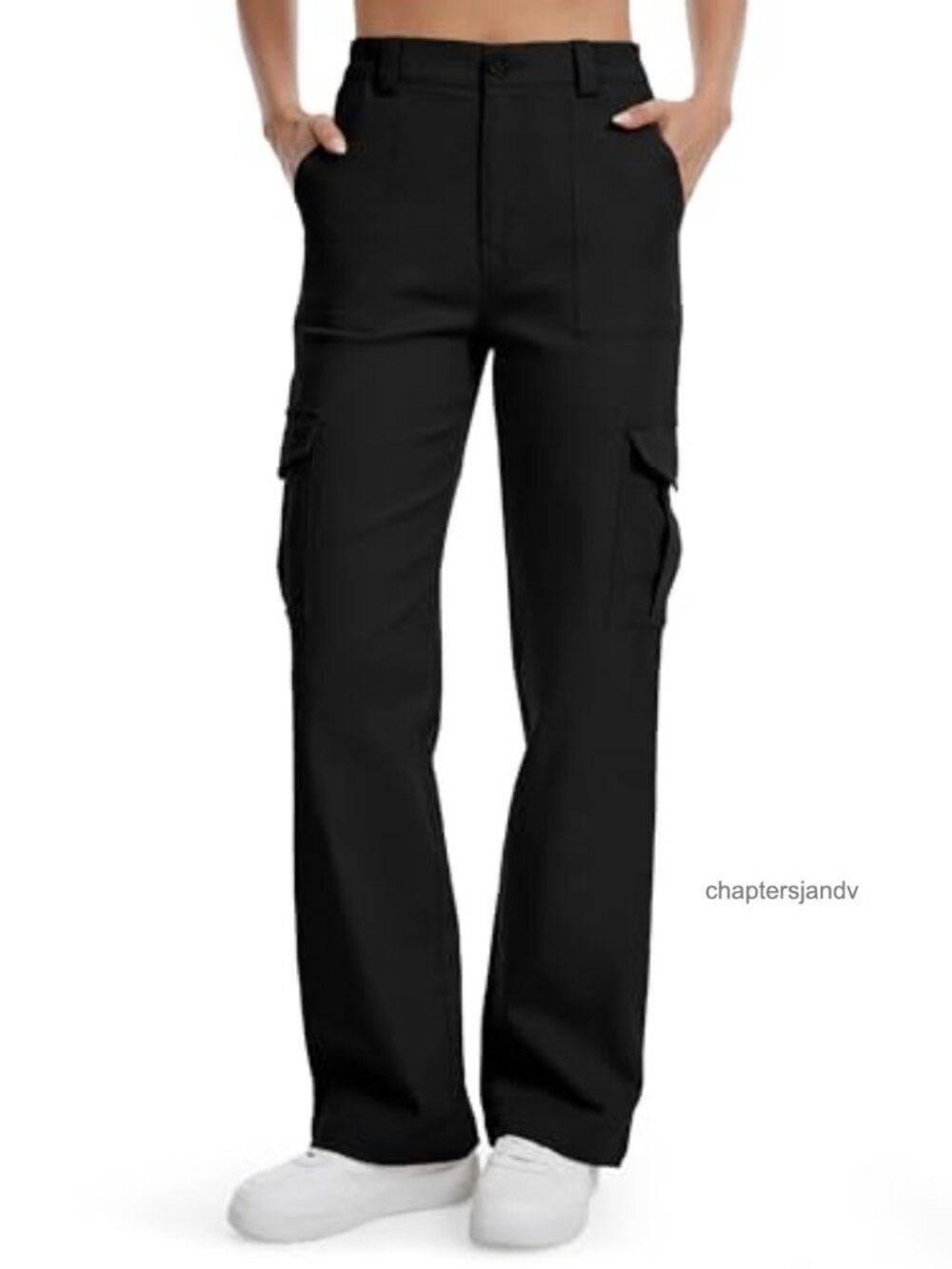 Tall Women's Cargo Pants Straight Leg Relaxed Fit Cotton Twill 6 Pockets Chinos